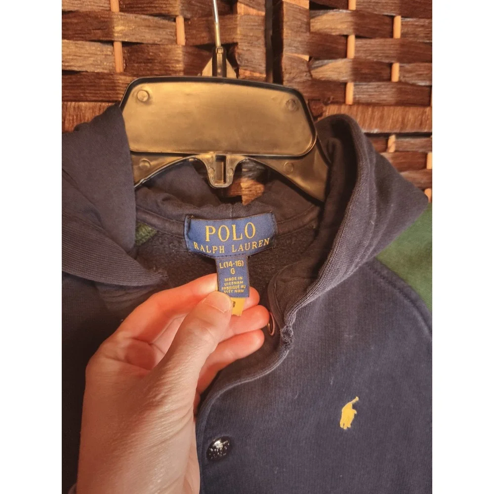 POLO RALPH LAUREN Color Blocked Fleece Baseball Jacket Size Youth‎ Size L 14/16